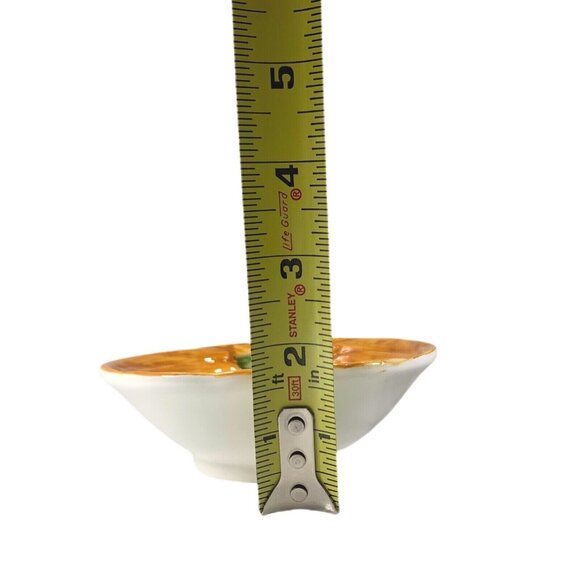 Pumpkin Dish 5" Snack Bowl Made in Italy Set of 2 Handpainted Orange Green Stem - Picture 5 of 7